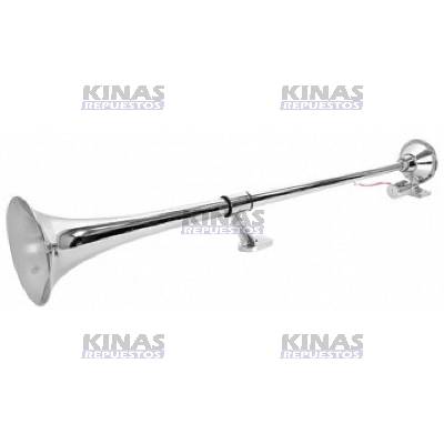 BOCINA AIRE FRANCESA RERONDA CROMADA 12/24V 740MM