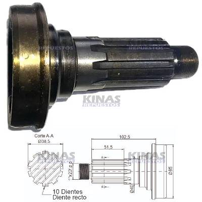 PUNTERA FIXA CARDAN SOLDABLE C/ROSCA 1PX20 MBB 809/812/912 F4000 40MM