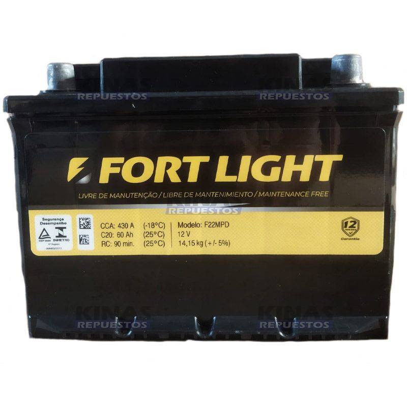 BATERIA 12V 60AMPERES DERECHO (CCA 430)