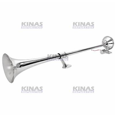 BOCINA AIRE FRANCESA RERONDA CROMADA 12/24V 1000MM