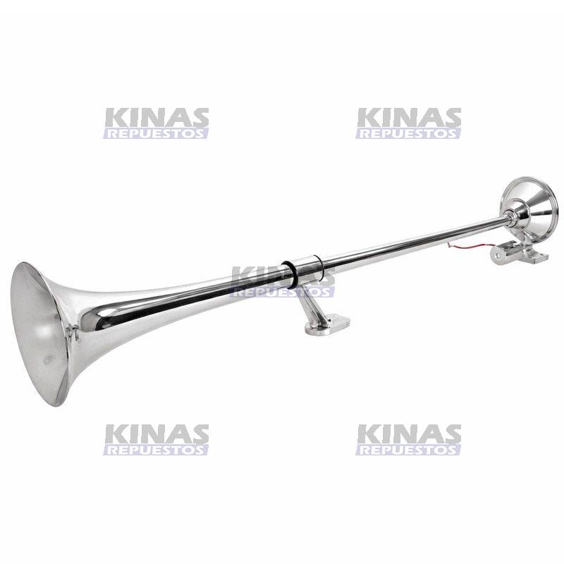 BOCINA AIRE FRANCESA RERONDA CROMADA 12/24V 1000MM