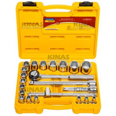 JUEGO LLAVE TUBO MASTER 1/2 22PZ (ESTRIADO)