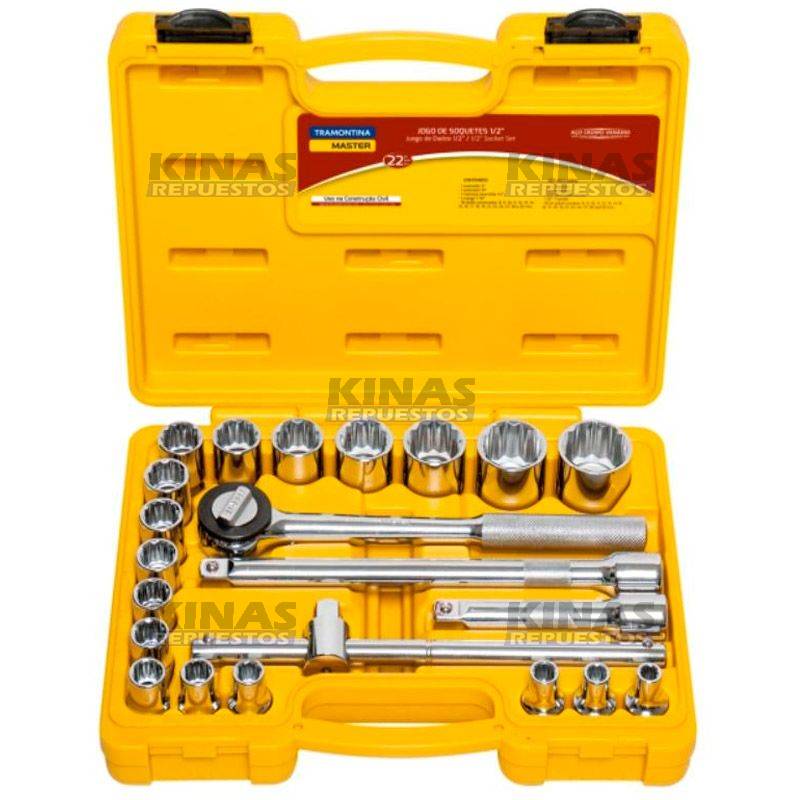 JUEGO LLAVE TUBO MASTER 1/2 22PZ (ESTRIADO)