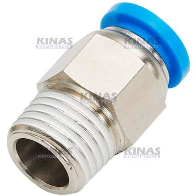 CONEXION UNION MACHO 8MM X 1/4NPT (13MM) PLASTICO