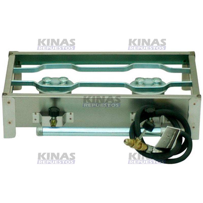 COCINA PORTATIL A GAS INOX 2 BOCAS