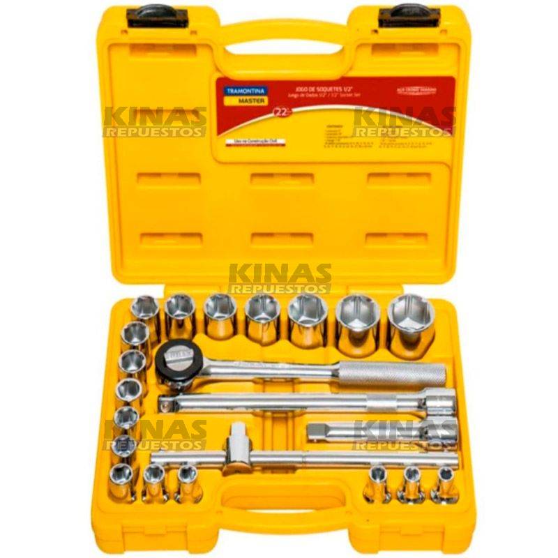 JUEGO LLAVE TUBO MASTER 1/2 22PZ (SEXTAVADO/HEXAGONAL)